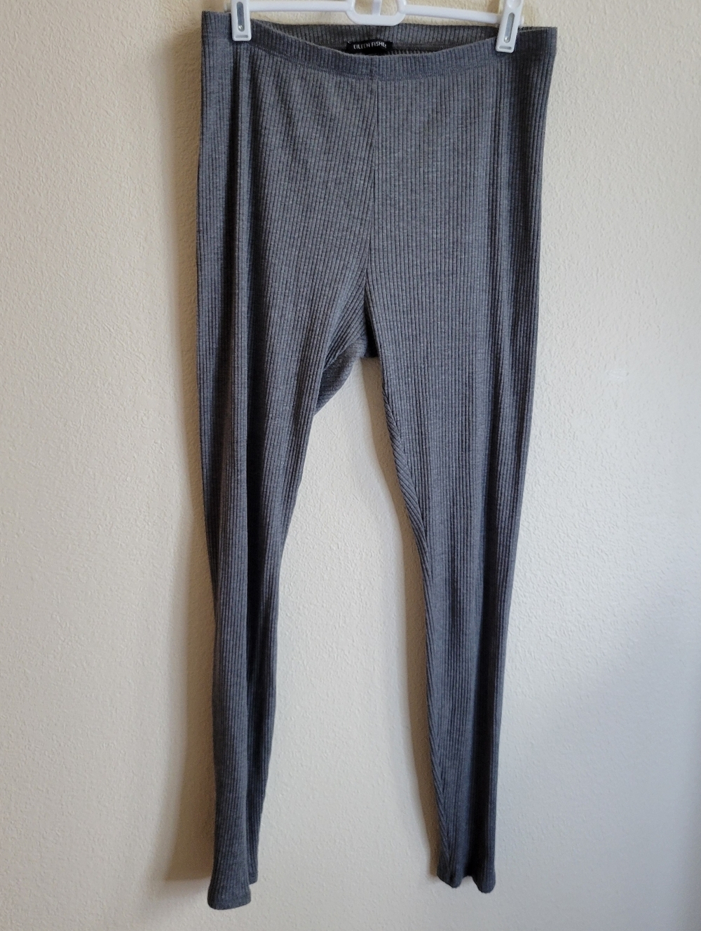 Eileen Fisher Gray Ribbed Leggings Lyocell Blend Ladies Size Medium.